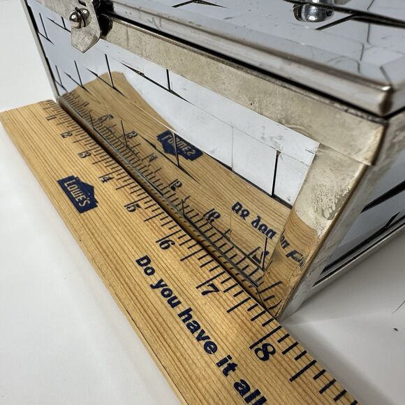 Vintage MCM Box Purse Basket Weave Silver Tone Chrome Metal Handle 50s Handbag - Picture 10 of 16